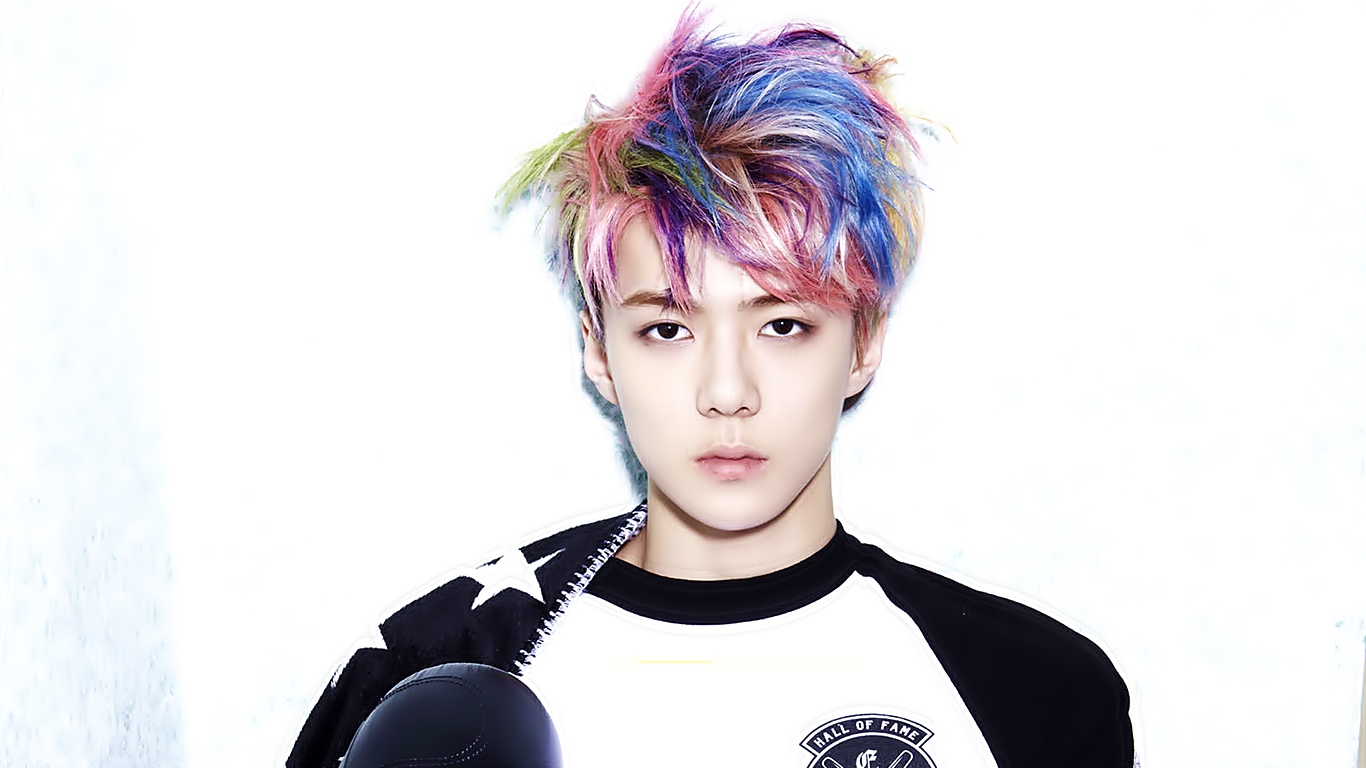 Korean Kpop Boy Band Group Exo Exo K Sehun Rainbow Hair Dye